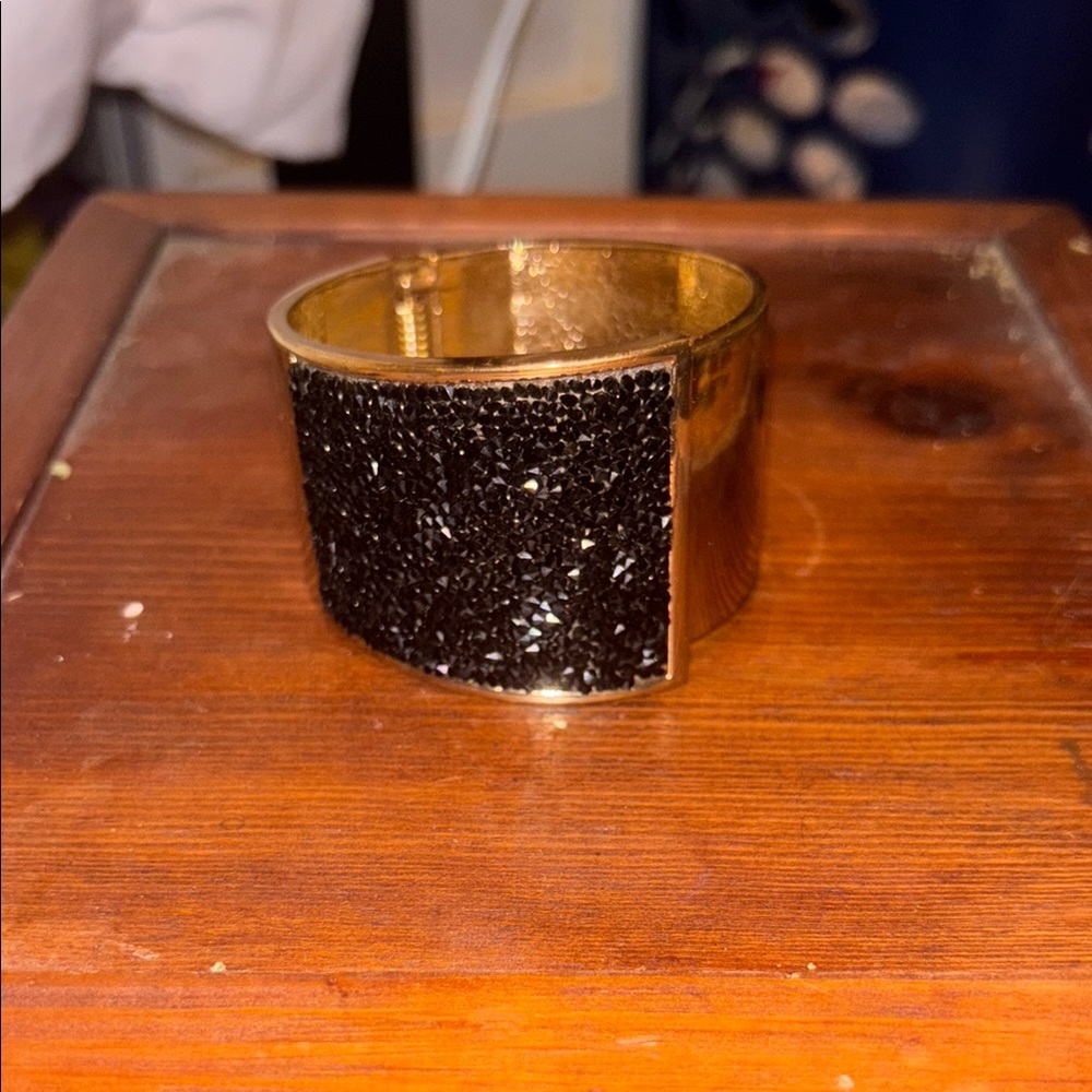 Gold and Black Textured Cuff Bracelet